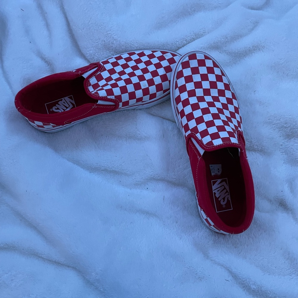 Red and White checkered vans. Never worn.